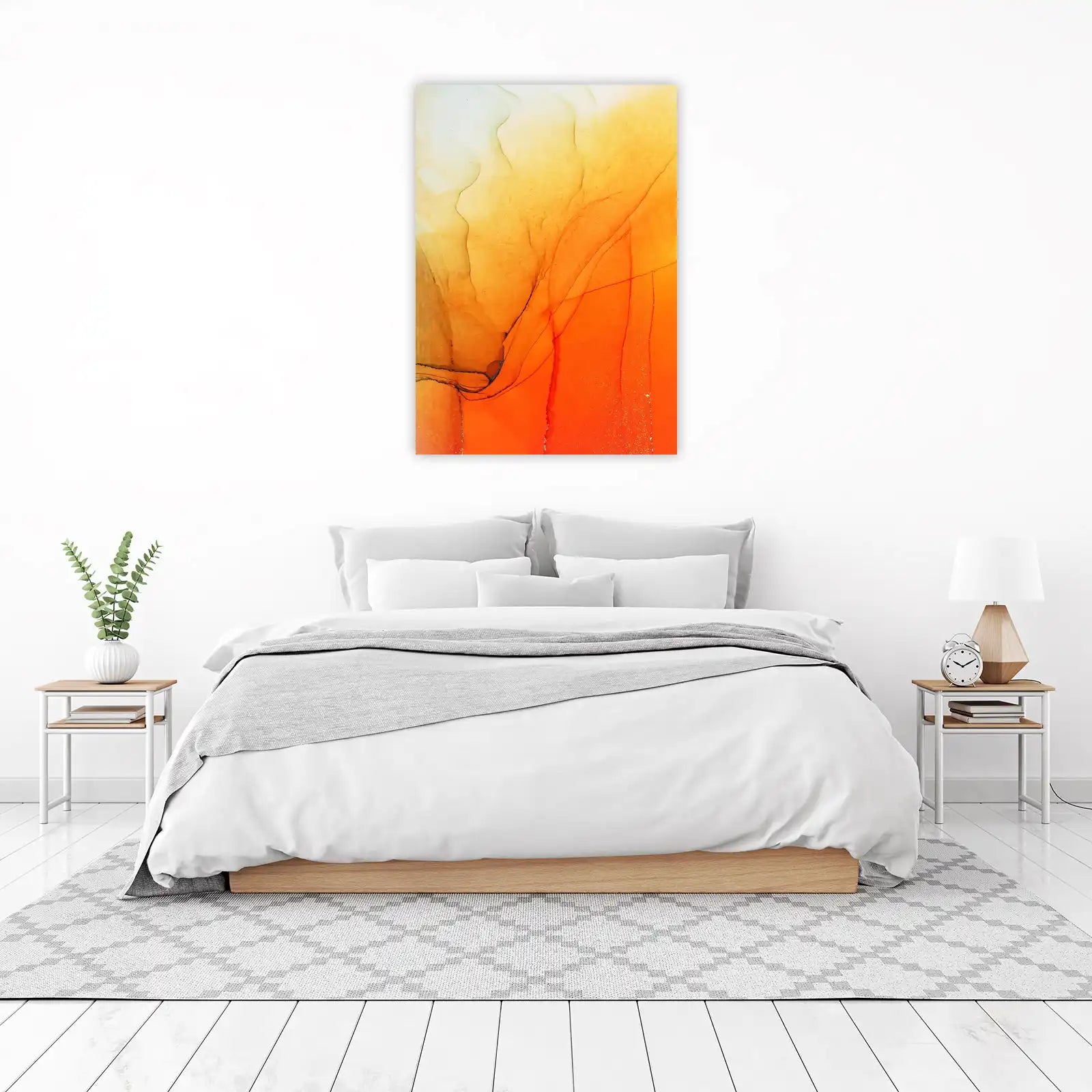 Vibrant Abstract Orange & Gold Alcohol Ink Wall Art
