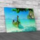 Boat on Island Seasscape Canvas Print Large Picture Wall Art