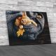 Ginger Kitten Sleeping In Soft Blanket Canvas Print Large Picture Wall Art