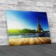 Wooden Deck Table And Eiffel Tower Canvas Print Large Picture Wall Art