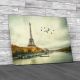 Eiffel Tower With Birds Flying Over Seine Canvas Print Large Picture Wall Art