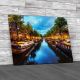 Canals Of Amsterdam At Night Canvas Print Large Picture Wall Art