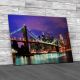 Brooklyn Bridge And Manhattan Skyline At Night Canvas Print Large Picture Wall Art