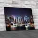 Manhattan Skyline Lit Up By Nightlife Canvas Print Large Picture Wall Art