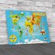 Kids World Map Canvas Print Large Picture Wall Art
