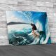 Surfer On Blue Ocean Wave Canvas Print Large Picture Wall Art