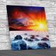 Beautiful Sunset At Sea Square Canvas Print Large Picture Wall Art