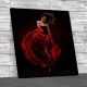Sexy Woman In Rose Dress Square Canvas Print Large Picture Wall Art