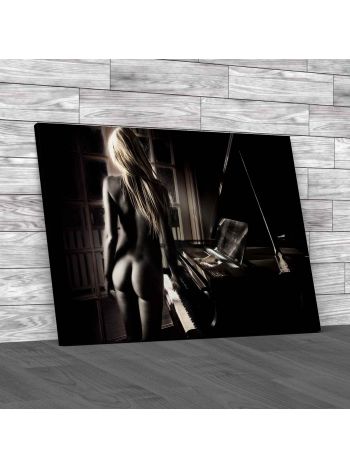 Erotic Woman and Piano Canvas Print Large Picture Wall Art