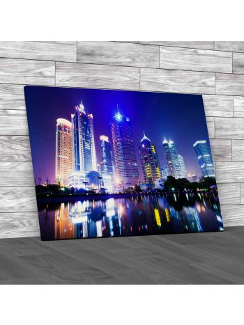 Shanghai China At Night Canvas Print Large Picture Wall Art