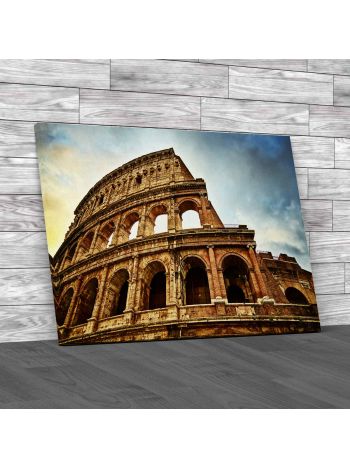 Colosseum Rome At Night Canvas Print Large Picture Wall Art