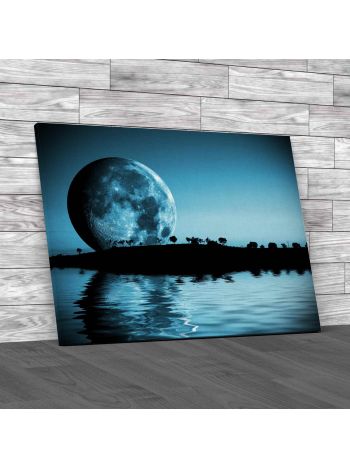 Landscape Big Moon Canvas Print Large Picture Wall Art