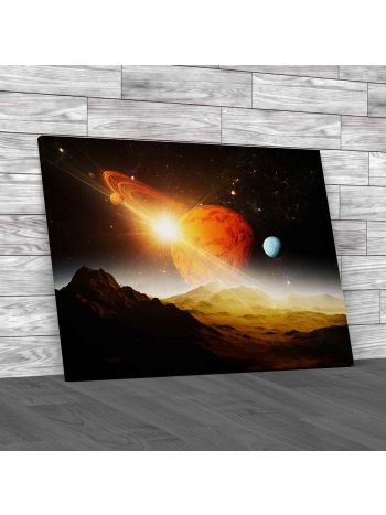 Space Planet and Moons Canvas Print Large Picture Wall Art