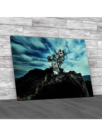 Lone Tree Atop A Hill Canvas Print Large Picture Wall Art