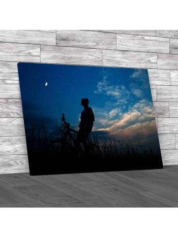 Staring At Moon At Night Canvas Print Large Picture Wall Art