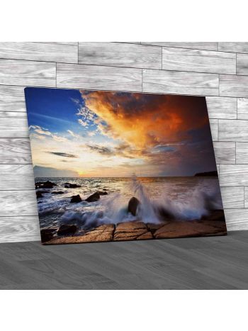 Splashing Of Waves Canvas Print Large Picture Wall Art