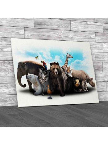 Gorgeous Huddled Animals Canvas Print Large Picture Wall Art