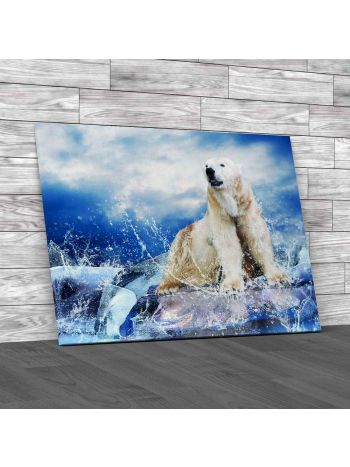 Polar Bear Abstract Canvas Print Large Picture Wall Art