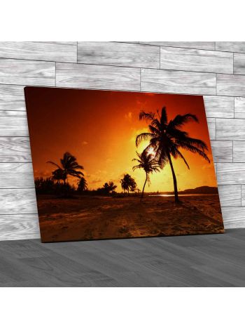 Sunset On Palm Island Canvas Print Large Picture Wall Art