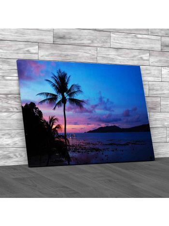 Palm Tree Seascape Canvas Print Large Picture Wall Art