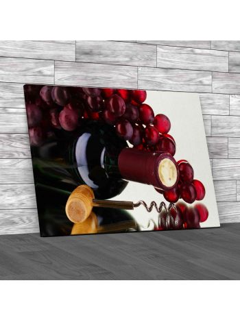 Wine Bottle and Grapes Canvas Print Large Picture Wall Art