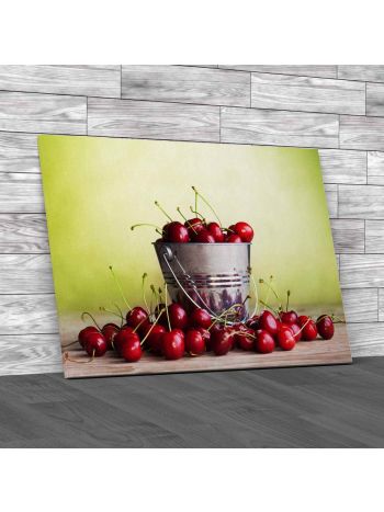 Bucket Full of Cherries Canvas Print Large Picture Wall Art
