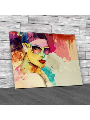 Abstract Woman Glasses Canvas Print Large Picture Wall Art