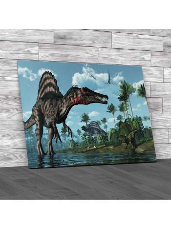 Dinosaur Scene Canvas Print Large Picture Wall Art