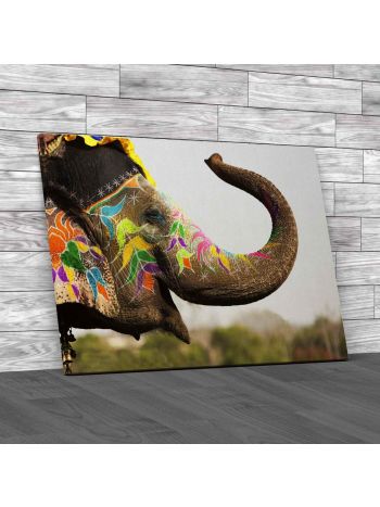 Decorated Indian Elephant Canvas Print Large Picture Wall Art