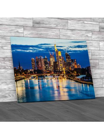Frankfurt Am Main Skyline At Dusk Canvas Print Large Picture Wall Art