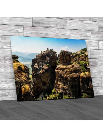 Meteora Monasteries In Greece 2 Canvas Print Large Picture Wall Art