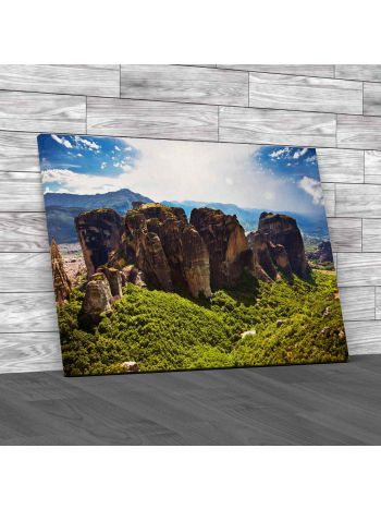 Panoramic View On Meteora Canvas Print Large Picture Wall Art