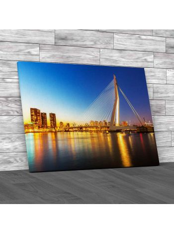 Erasmus Bridge Over The River Meuse Canvas Print Large Picture Wall Art