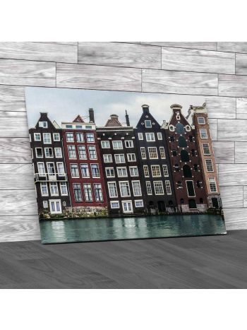 Traditional Dutch Buildings In Amsterdam Canvas Print Large Picture Wall Art