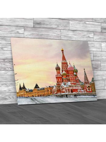 St Basils Cathedral In Moscow In Winter Canvas Print Large Picture Wall Art