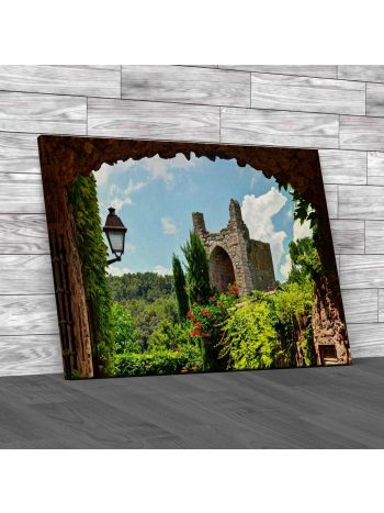 Medieval Square Of Peratallada Canvas Print Large Picture Wall Art