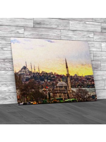 Istanbul Skyline Watercolour Canvas Print Large Picture Wall Art