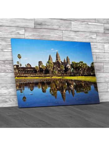 Angkor Wat Across The Lake Canvas Print Large Picture Wall Art