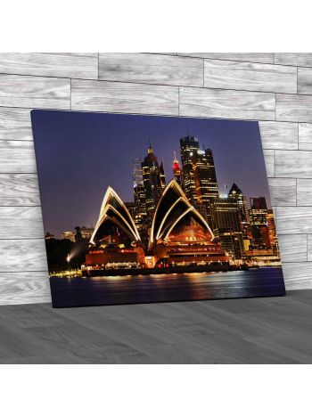 Sydney Opera House At Night Canvas Print Large Picture Wall Art