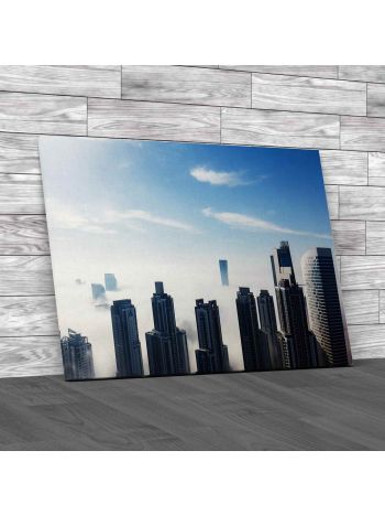 Dubai In Fog Canvas Print Large Picture Wall Art