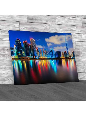 Dubai Skyline At Dusk Canvas Print Large Picture Wall Art