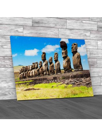 Moai Statues In Easter Island Canvas Print Large Picture Wall Art