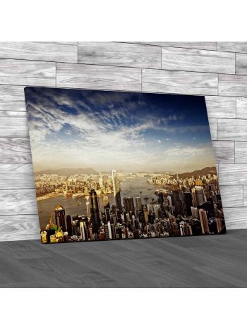 Hong Kong Skyline At Dusk Canvas Print Large Picture Wall Art