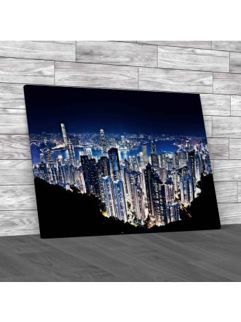 Hong Kong Skyline From Victoria Peak At Night Canvas Print Large Picture Wall Art
