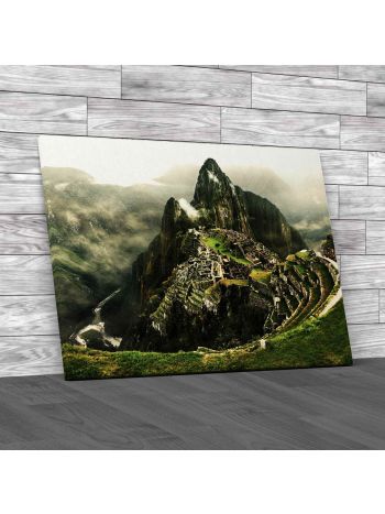 Machu Picchu With Clouds Canvas Print Large Picture Wall Art