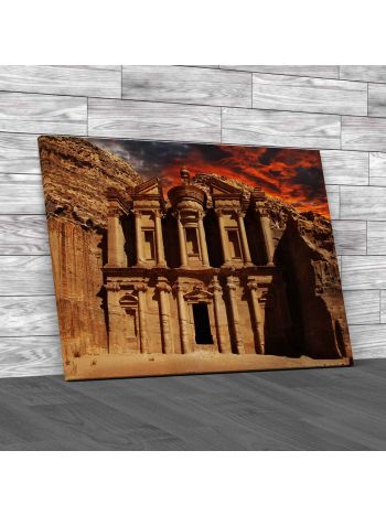 The Monastery At Sunset In Petra Canvas Print Large Picture Wall Art