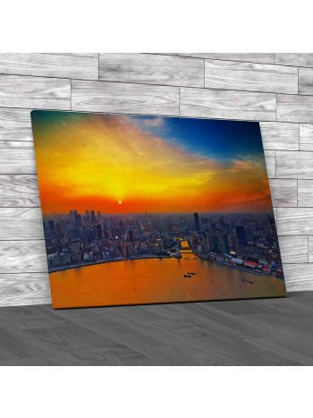 Shanghai Skyline At Sun Rise Canvas Print Large Picture Wall Art