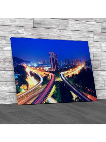 Shanghai Traffic Blur Canvas Print Large Picture Wall Art