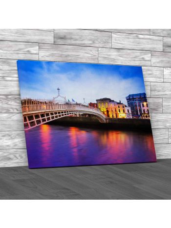 Dublin At Dusk Canvas Print Large Picture Wall Art