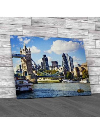 Financial District Of London And The Tower Bridge Canvas Print Large Picture Wall Art